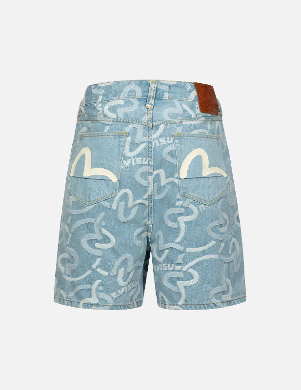 Allover Seagull Jacquard Oversized Shorts