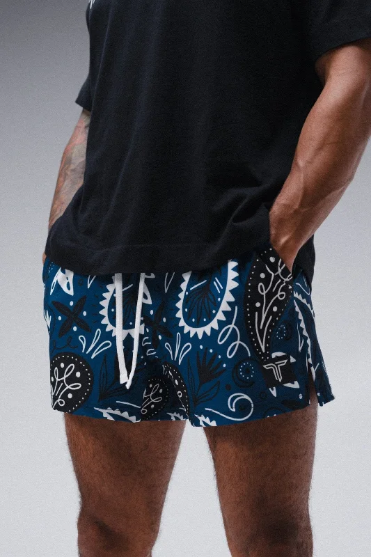 Bandana Gym Shorts (5” & 7" Inseam) - Blue