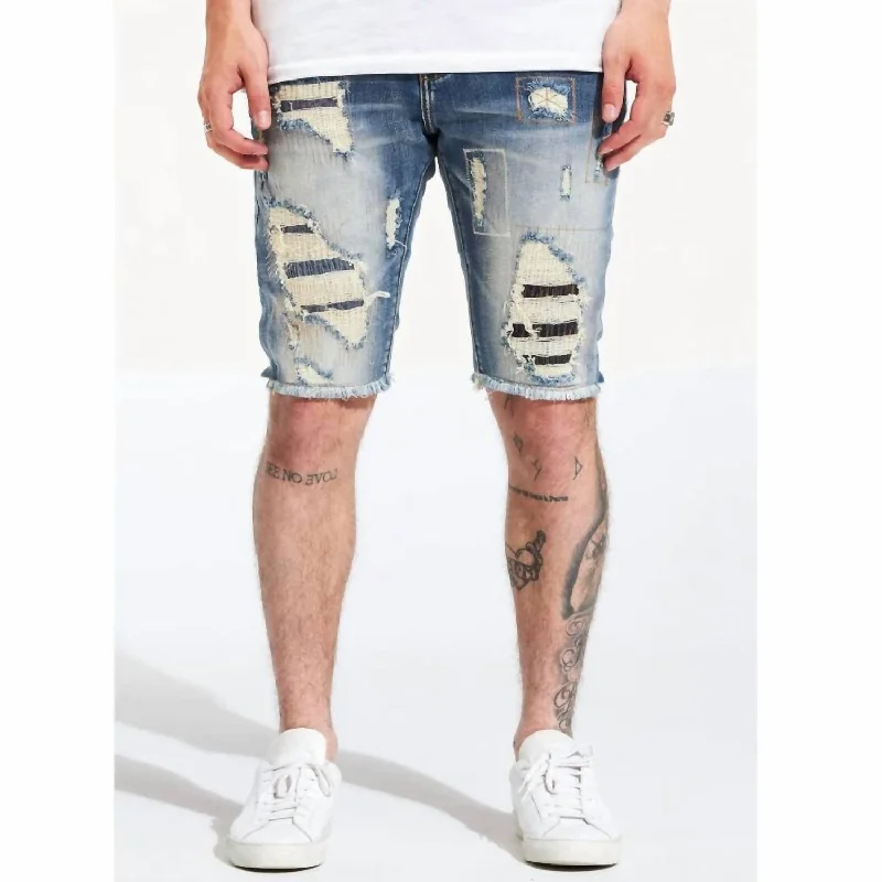 Distressed Tango Shorts In Blue Rinse