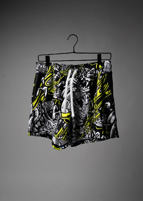 Iron Dragon Gym Shorts (5” & 7" Inseam) - Black Acid