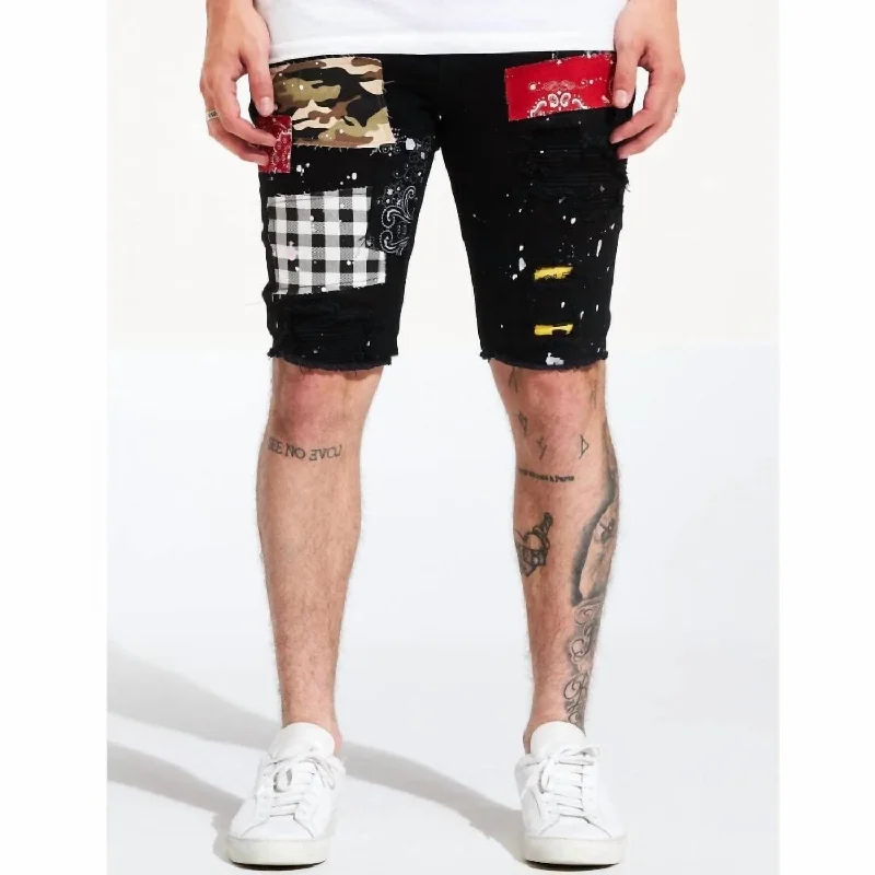 Men's Patch Shorts In Black Patch