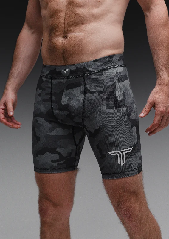 Urban Camo Compression Shorts- Black