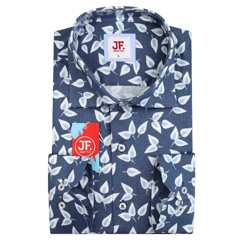 JF804 JIMMY FOX Leaf Print Slim Fit L/S Shirt