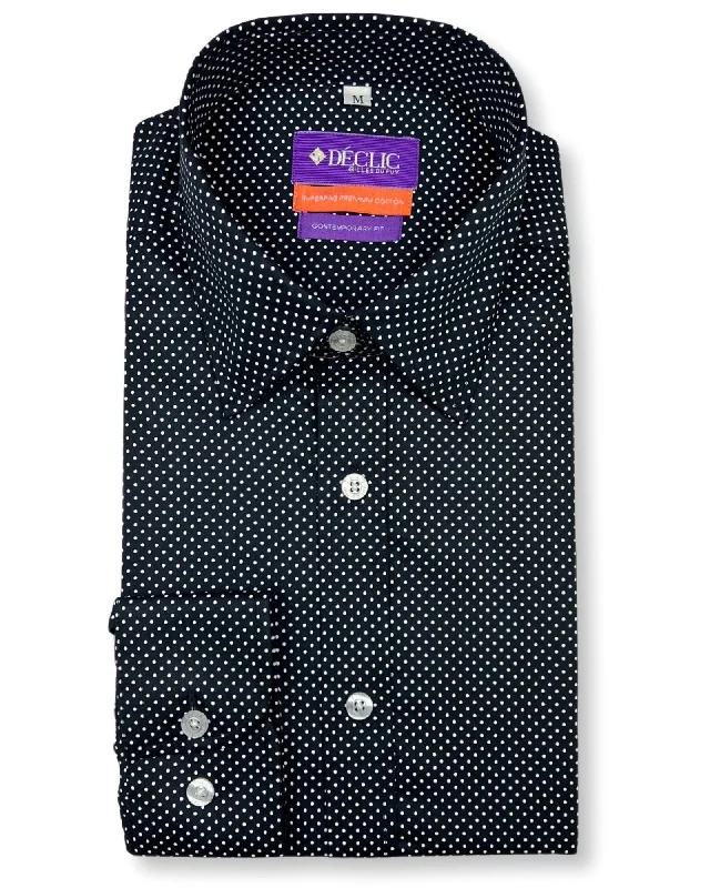 DÉCLIC Costa Spot Print Shirt - Dark Navy