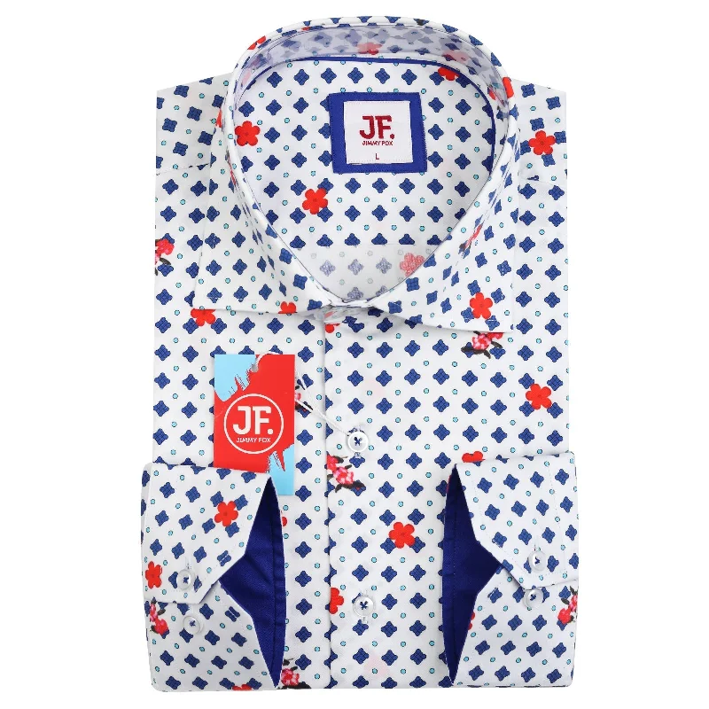 JF824 JIMMY FOX Geometric Print Slim Fit L/S Shirt