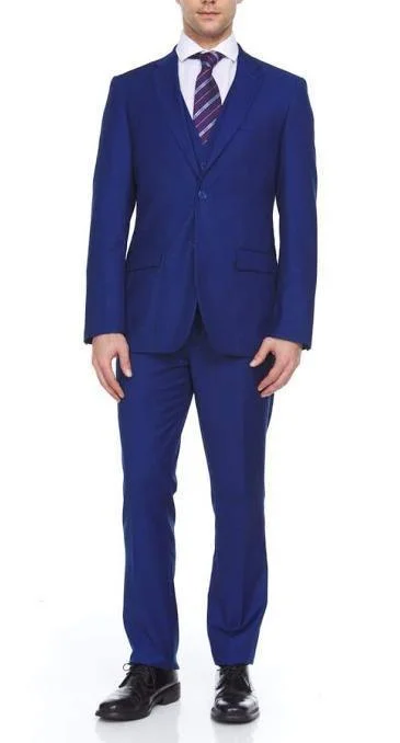 Ferera Collection-Men's 3 Piece Slim Fit Suit Solid French Blue