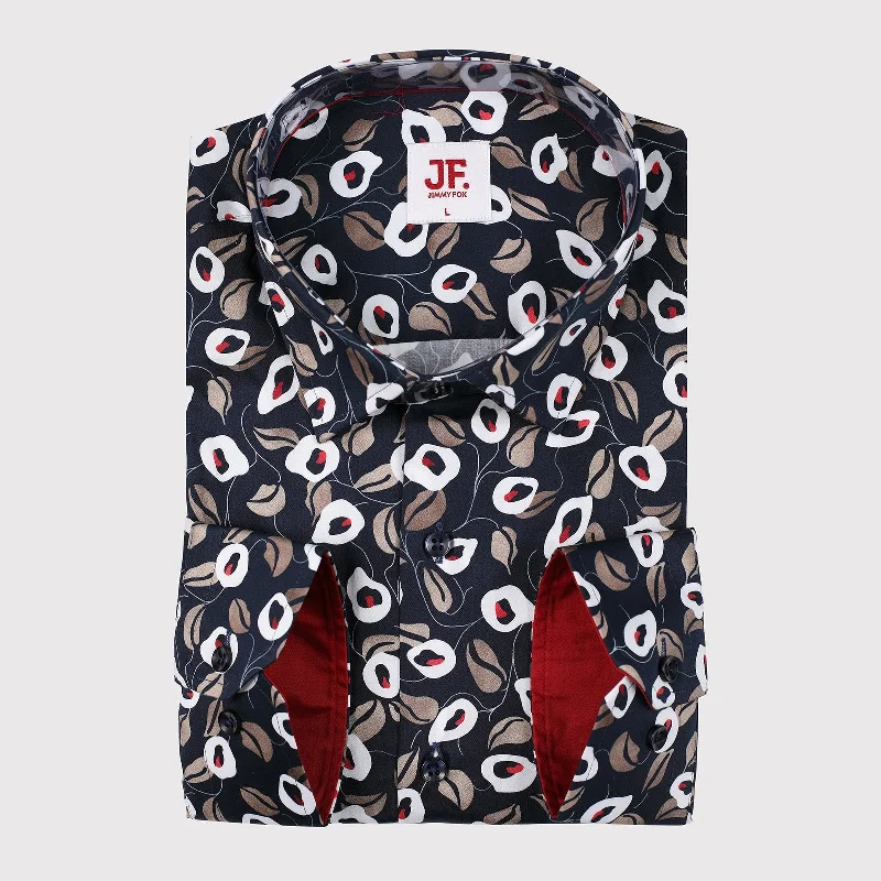 JF302 JIMMY FOX Floral Print Slim Fit L/S Shirt