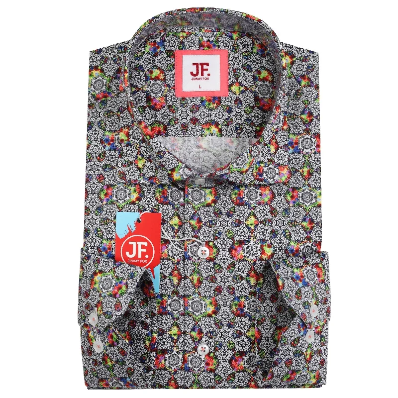 JF843 JIMMY FOX Psychedelic Print Slim Fit L/S Shirt