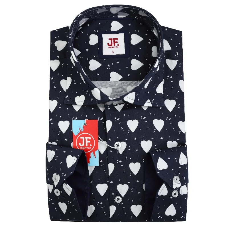 JF854 JIMMY FOX Heart Print Slim Fit L/S Shirt