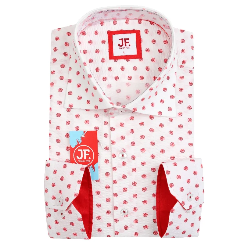 JF864 JIMMY FOX Seer Sucker Shells Print Slim Fit L/S Shirt