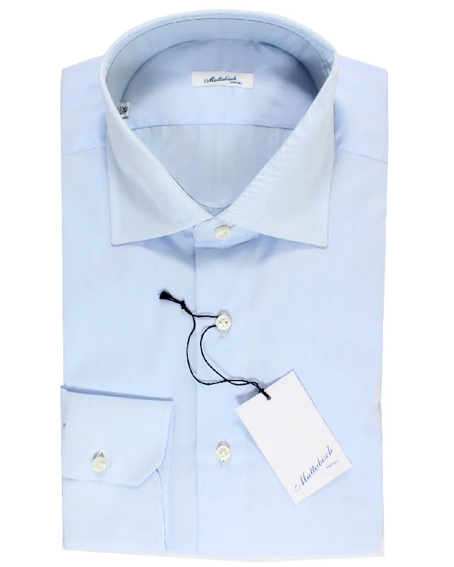 Mattabisch Dress Shirt Solid Blue - Sartorial 45 - 18