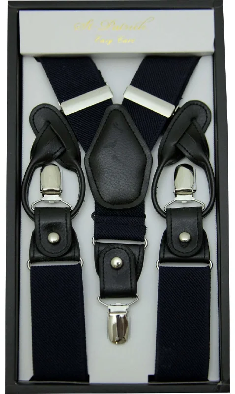 Navy Convertible Suspender Clip & Button