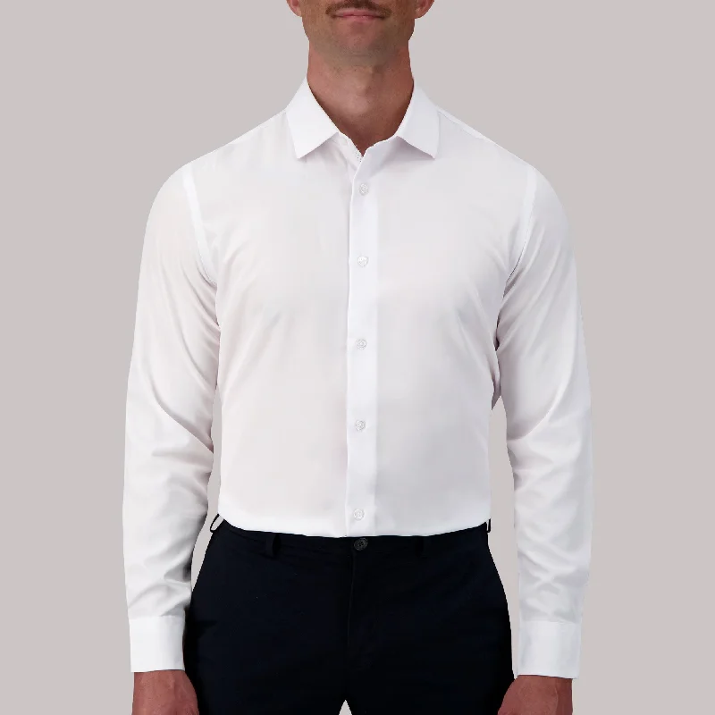 Long Sleeve 4-Way Stretch Dress Shirt in White