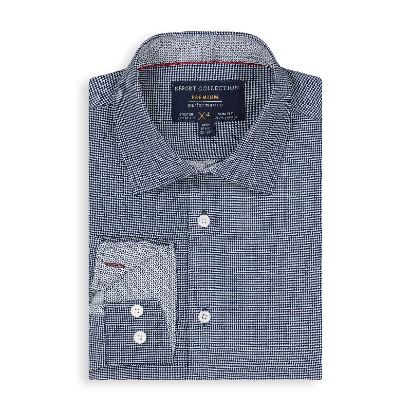 Navy Houndstooth Performance Shirt