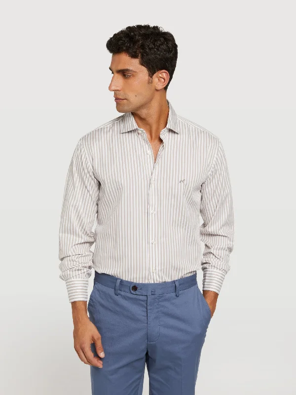 Slim fit 100% bci cotton striped shirt