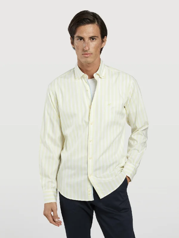 Slim fit 100%BCI cotton striped oxford shirt