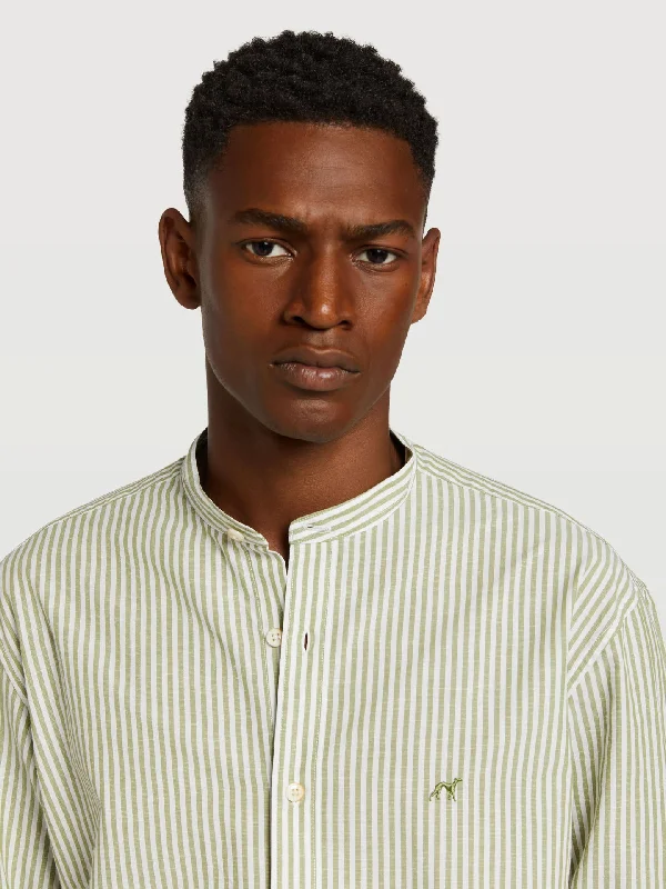 Slim fit special edition cotton-linen blend striped shirt