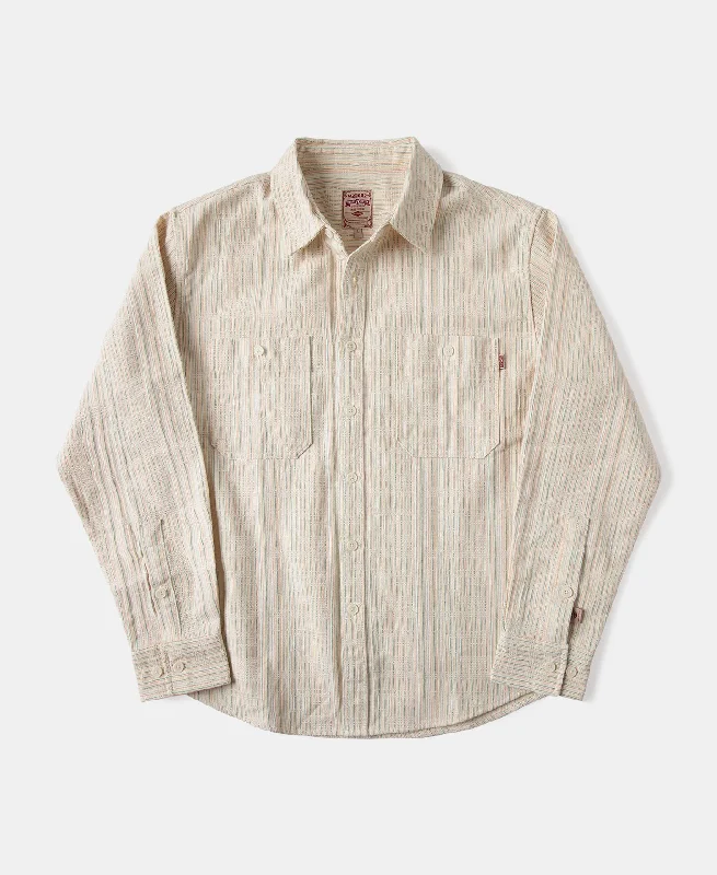 Textured Striped Pocket Button-Down Shirt