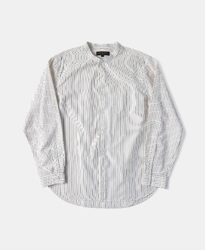 Two-Tone Fine Stripe Band Collar Shirt