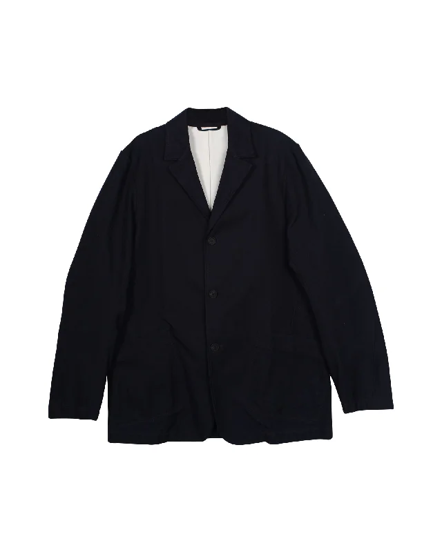 Acne Studios Single-Breasted Jacket in Navy Blue Cotton