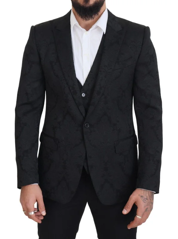 Dolce & Gabbana Elegant  Martini Suit Jacket & Vest Men's Ensemble