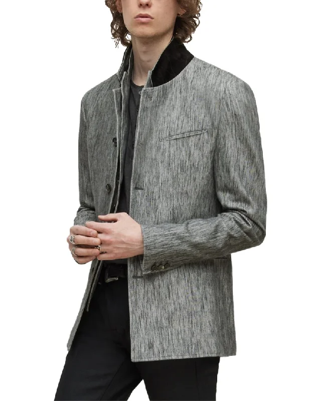 John Varvatos Leather-Trim Soft Jacket