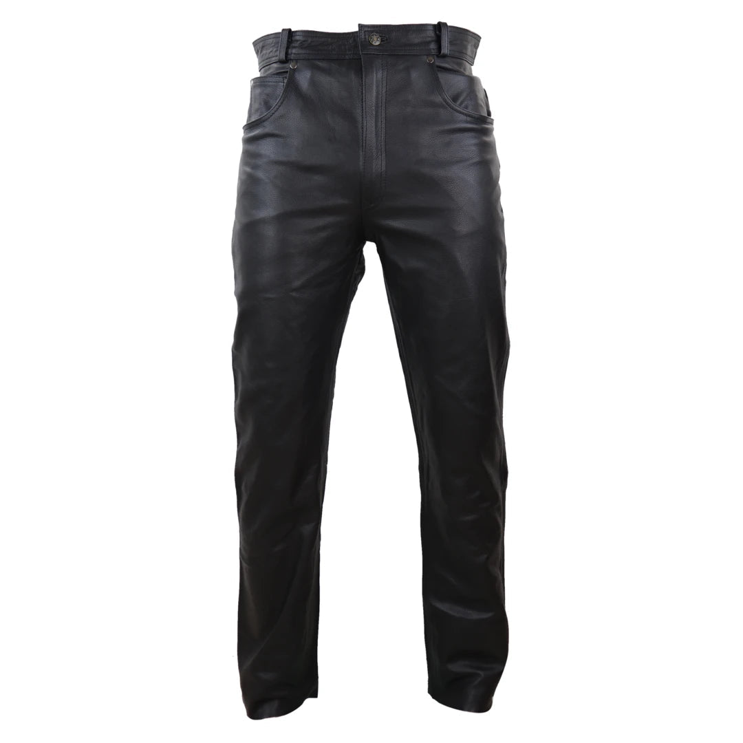 Men's Leather Jeans Hide Trousers Biker Racing Classic