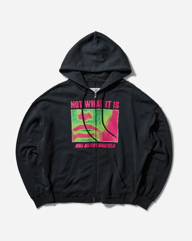 Men's Printed Zip-Up Hoodie Black