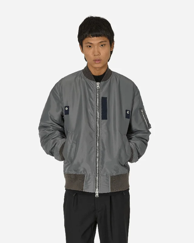 Nylon Twill Bomber Jacket Grey