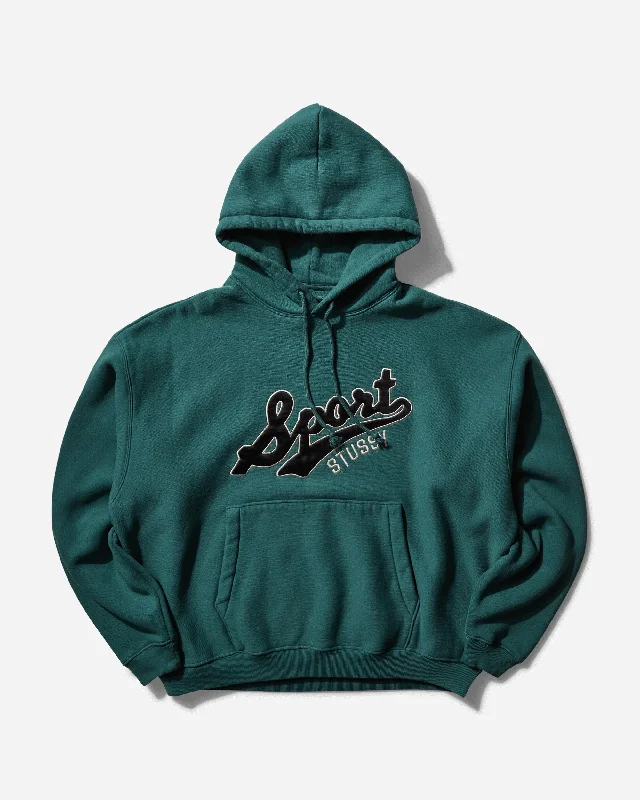 Satin Patch Oversized Hoodie Green