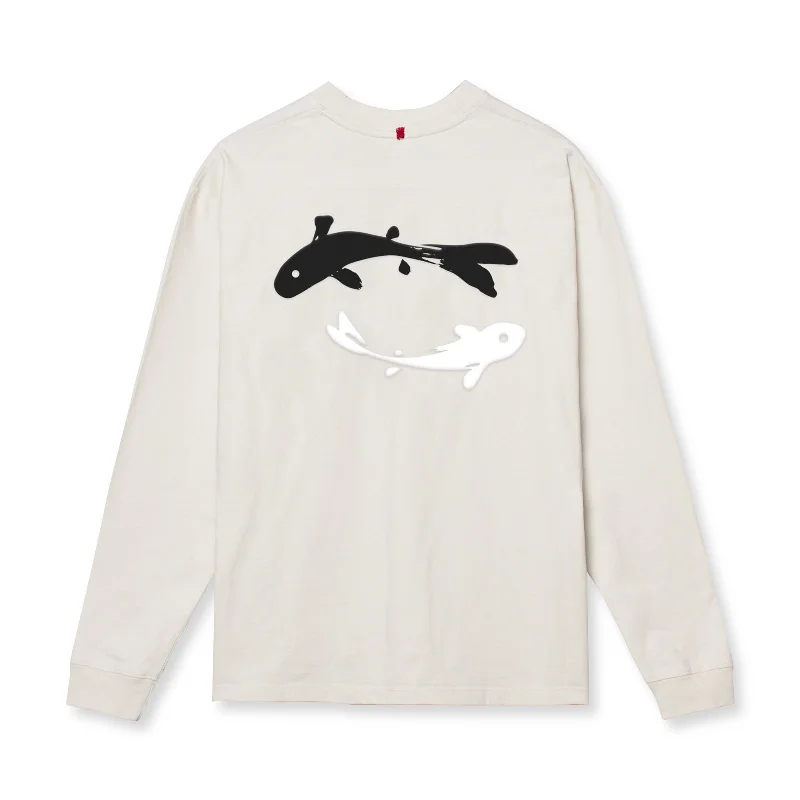 0851. Tech Essential™ Relaxed Long Sleeve  -  Stone "Koi"