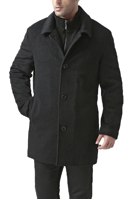 BGSD Men John Wool Blend Car Coat with Removable Bib