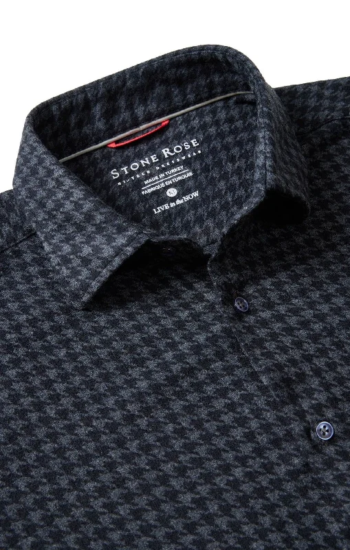 Navy Houndstooth Fleece Shirt