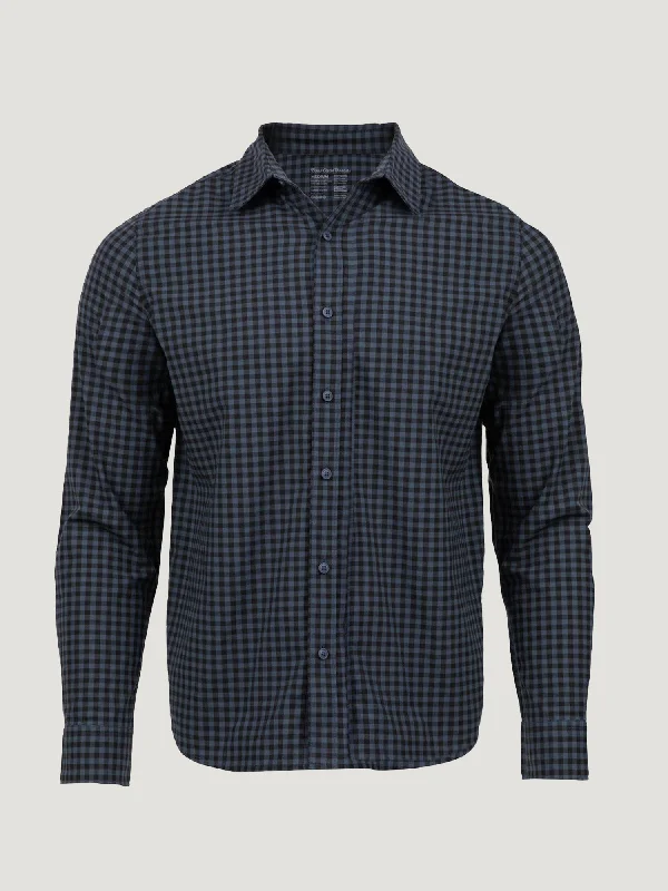 Black + Navy Gingham Long Sleeve Button Up