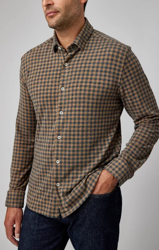 Brown Gingham Brushed Jersey Shirt