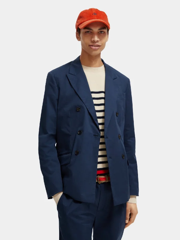 Double-breasted poplin blazer