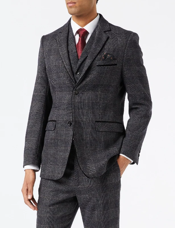 ETHAN - GREY TWEED CHECK JACKET & WAISTCOAT