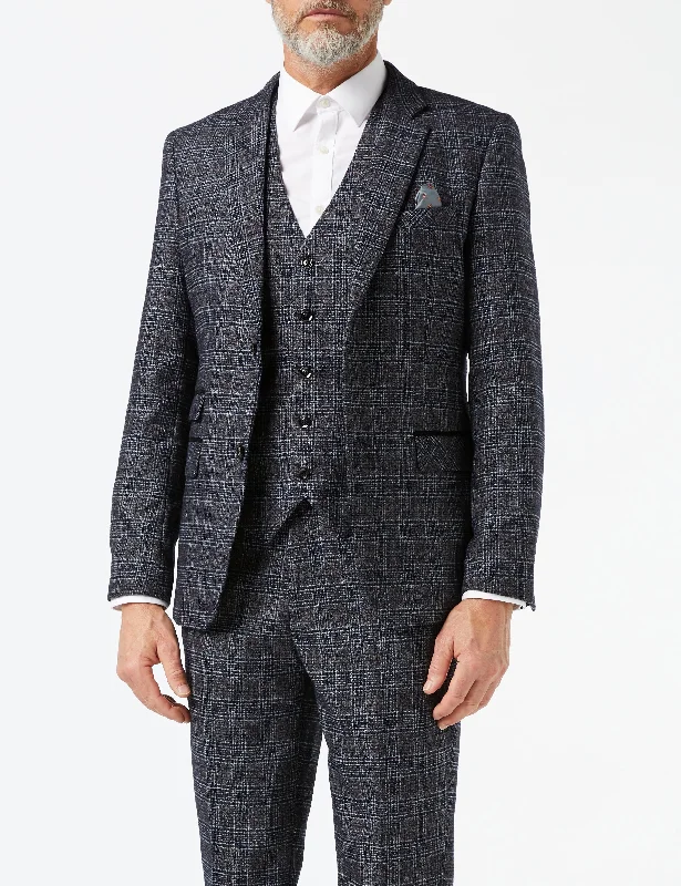 GREY TWEED CHECK JACKET & WAISTCOAT