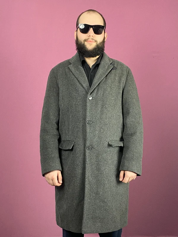 Hugo Boss Vintage Men's Coat - L Gray Cashmere