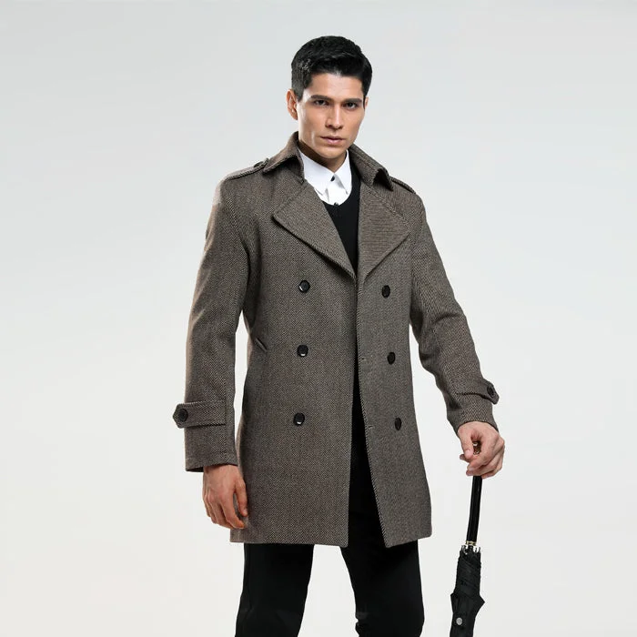 Korean Version Of Men's Slim Woolen Coat Plus Size