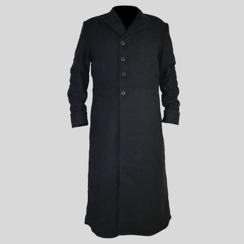 Mens Black Trendy Designers Woolen Long Coat