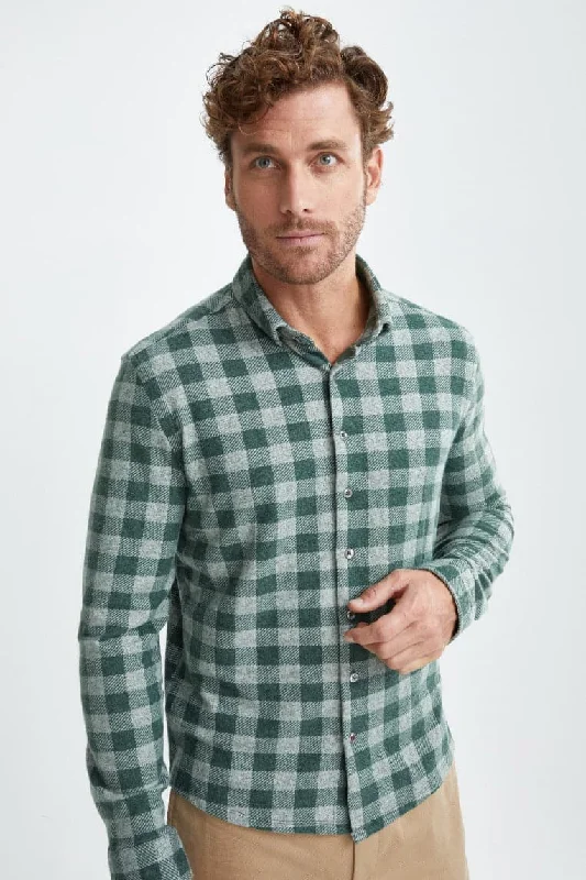 Olive T-Series Fleece Buffalo Check Shirt