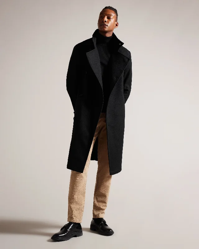 Radford Longline Wool Funnel Neck Wrap Coat Black