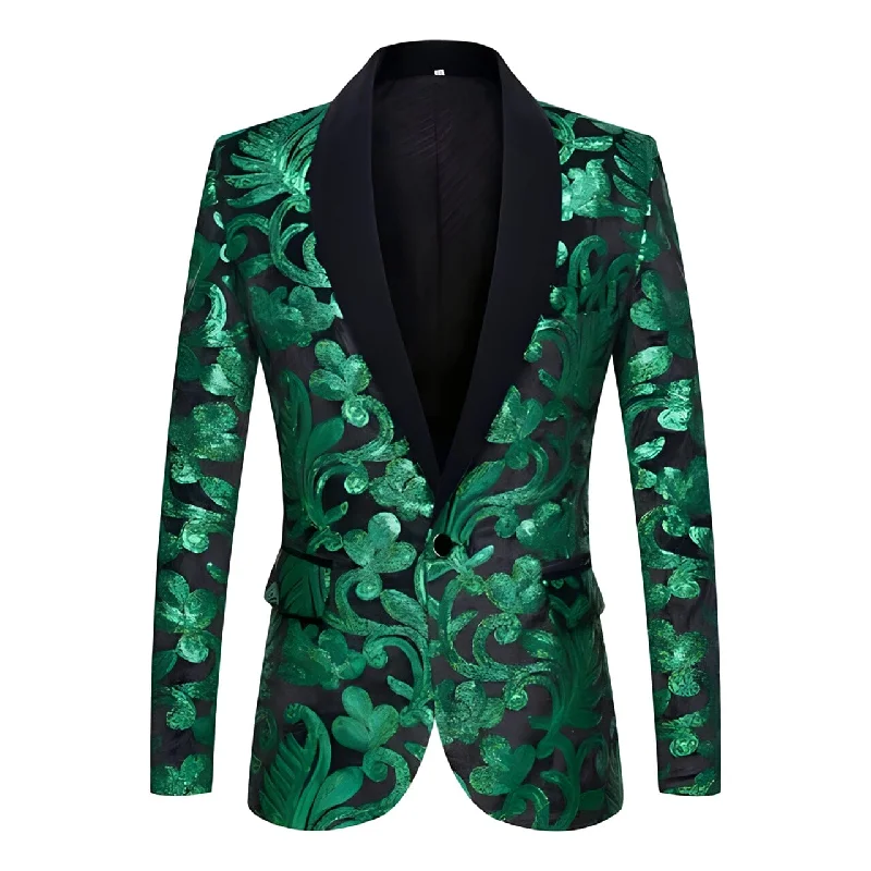 The Latimer Sequin Slim Fit Blazer Suit Jacket - Emerald Green