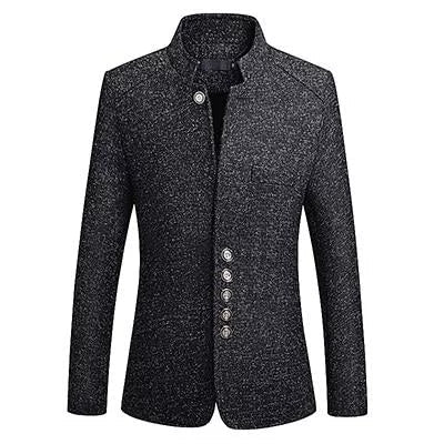 The Ontario Slim Fit Mandarin Collar Jacket - Charcoal