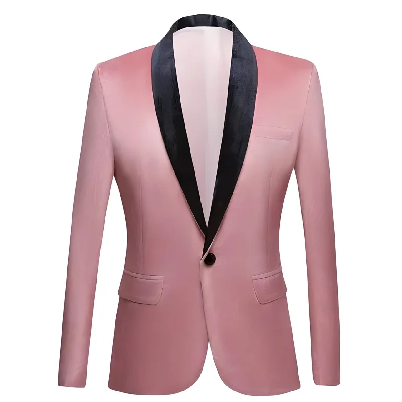 The Xavier Velvet Slim Fit Blazer Suit Jacket - Salmon