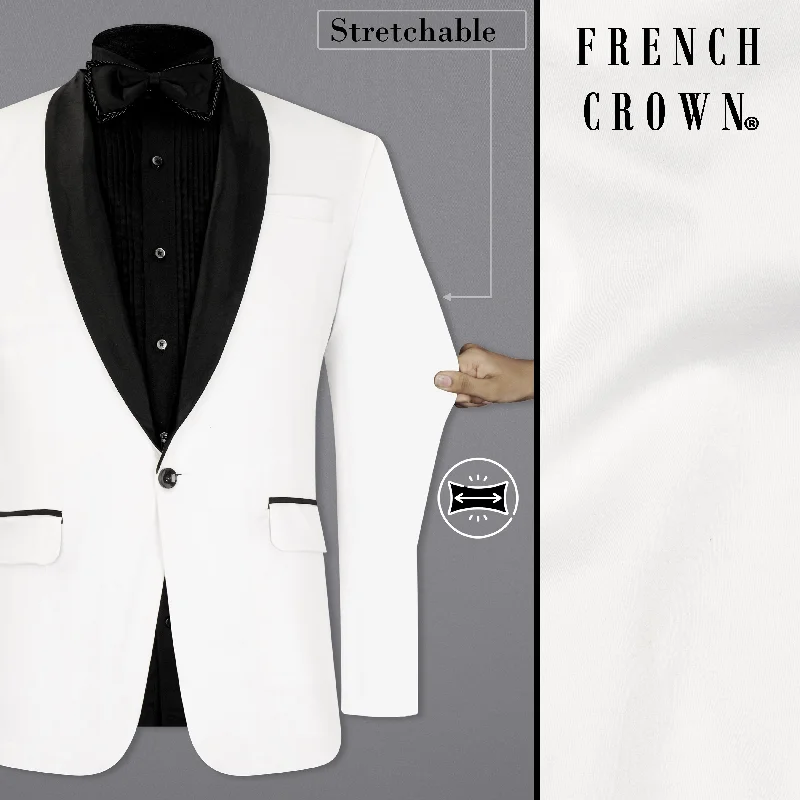 Bright White Stretchable Premium Cotton Tuxedo traveler Blazer