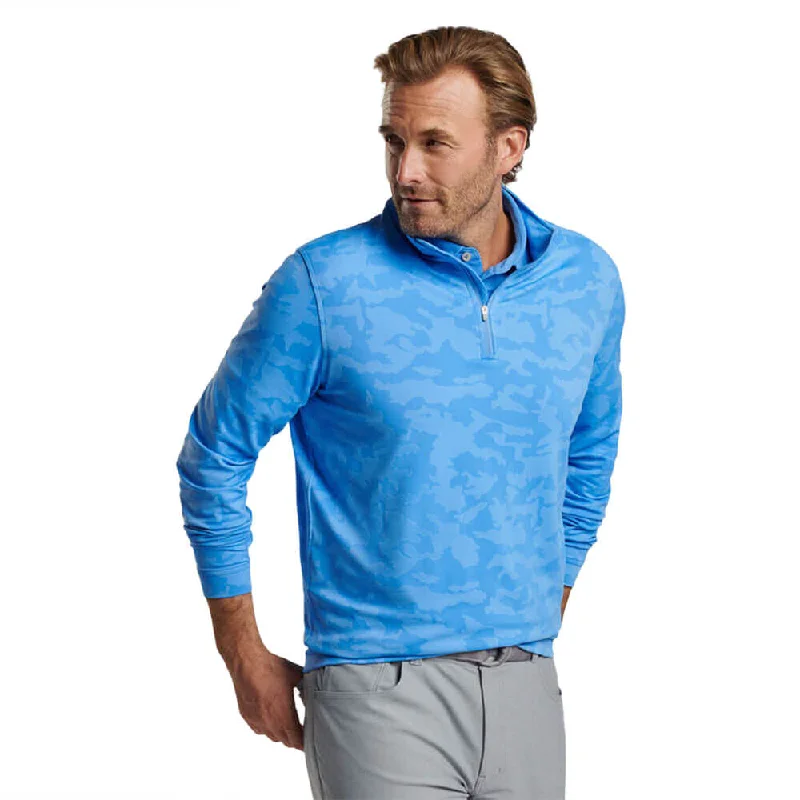 Peter Millar Perth Camo Performance 1/4 Zip Pullover Sweater - Liberty Blue