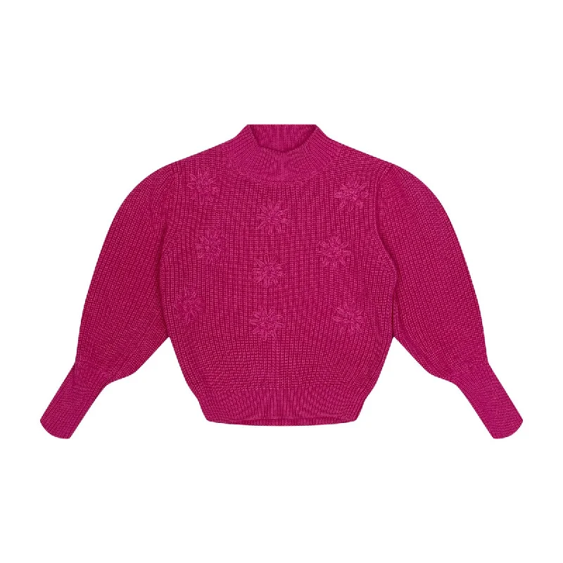 Teela Hot Pink Flower Sweater