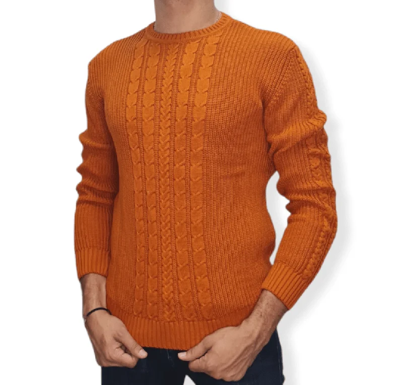 [Slim Fit] Men Round Collar Pullover JJ - Orange